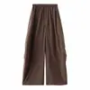 Yidao Vintage Outono 2026 Novidades Retro Americano Cor Sólida Solto Plissado Foice Calças Cargo Perna Larga Calças Longas Masculino