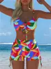 2027 Comercio Exterior Transfronterizo Europa y América Bikini de Dos Piezas con Tirantes Estampado Multiestilo Sexy para Mujer Traje de Baño de Verano