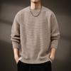 Suéter Retro Americano de Cuello Redondo para Hombre, Tejido de Punto Moderno Holgado de Otoño, Chaqueta Pulóver Estilo Perezoso