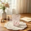 Copo de vela colorido em forma de T com bolinhas estilo ins europeu e americano, personalização de copo de cera soprado à mão, copo de vidro de aromaterapia criativo
