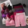 Comercio Exterior Moda Tejido de Punto con Hilo Set de Sujetador Deportivo Elástico Alto Envoltura de Burbujas Ropa Interior para Correr Sexy Conjunto de Shorts que Cubren la Cadera
