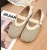 Zapatos Planos Mary Jane Transpirables Retro Patchwork con Falda 2026 Nuevos Zapatos Individuales Tejidos Huecos para Mujer Sandalias de Red