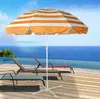 Sombrilla Redonda de Palo Recto Rayada para Eventos Grandes al Aire Libre, Toldo Parasol para Montaje de Puesto, Doble Uso para Sol y Lluvia