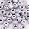 Cuentas de Resina Acrílica de 14 mm con Agujero Grande, Coloridas Facetadas con Patrón de Grietas, Cuentas Espaciadoras para Pulseras DIY, Accesorios de Joyería, Material para Enhebrar