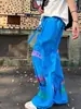 Pantalones de Verano para Hombre con Estampado de Letras Americanas de Pierna Ancha de Secado Rápido, Holgados Estilo Hip-Hop Paracaidista, Protección Solar, Pantalones Casuales