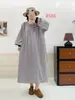 Vestido de Algodón y Lino con Flor Tridimensional Nuevo para Primavera y Otoño para Mujer, Holgado, Casual, Fácil de Combinar, Cinturón de Lazo, Vestido de Longitud Media