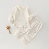 Conjunto de Ropa de Otoño para Bebés y Niños Pequeños, Algodón Puro, Sin Costuras, Temporada de Primavera, Ropa Interior para Niños y Niñas con Botones en el Hombro, Pijamas de Invierno y Otoño para Niños