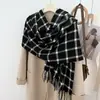 Novo Cachecol de Imitação de Caxemira para Outono e Inverno 2026 para Mulheres, Quente e Grosso, Xale para Roupa Externa, Cachecol Simples Xadrez para Estudantes, Venda por Atacado
