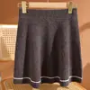 Falda de Bloques de Color a Rayas 100% Lana Pura para Mujer Falda Corta de Punto Cintura Elástica Holgada Casual Versátil Falda de Línea A