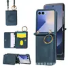 Adecuado para Samsung Z Flip8 Funda Plegable para Teléfono con Hebilla de Anillo Magnético para Coche, Correa Cruzada 7/6/5/4 Cubierta Protectora Anticaídas