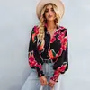 2022 Moda Outono Transfronteiriça AliExpress Europa e Estados Unidos Estampa Joker Joker Lanterna Manga Longa Camisa Feminina