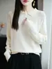 Tejido de Lana Fina con Hombros Calados de Ganchillo Versátil para Mujer Primavera y Otoño Simple y Elegante Calados de Ganchillo