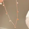 Collar de Estrellas Estilo Francés Retro Romántico Chapado en Oro Rosa Cadena de Diamantes Río de Estrellas Brillante Simple de Lujo Ligero para Mujeres