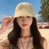 Sombrero de Paja Tejido en Forma de Diamante para Mujer, Verano Delgado Transpirable para Exteriores Vacaciones Playa, Sombrero de Pescador con Protección Solar