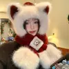 Bonito Sombrero de Oso para Mujer, Nuevo Estilo de Invierno, Felpa, Cortavientos, Engrosado, Cálido, Adelgazante de Rostro, Protector de Orejas, Gorro Bufanda