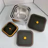Cuenco cuadrado de acero inoxidable para sabores con tapa Caja para mantener la frescura Frasco sellado para condimentos Cuenco para manteca de cerdo de cocina Caja de almacenamiento comercial para condimentos