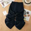 Pantalones de Pierna Ancha Estrecha de Lino Tencel Color Cáñamo Natural Hechos a Medida para Mujer, Estilo Delgado de Verano, Nuevo Modelo Casual 2026 con Cintura Elástica