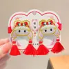 Pinza para el pelo de niña pequeña León Danzante Hanfu Borla Año Nuevo Accesorio para el pelo Peluca Princesa Lazo Adorno para el pelo Pinza para el pelo de niños
