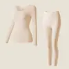 Top ligero y cálido que nutre la piel para mujer, capa base ultradelgada sin costuras, conjunto de ropa interior térmica de alta elasticidad para otoño