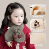 Otoño e Invierno Navidad y Año Nuevo Niños y Niñas Bufanda Cruzada Infantil Bola de Pelo Roja Bufanda Cálida para Bebé Lana Tejida