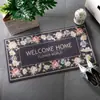 Felpudo de Entrada para Puerta con Flores Pintadas a Mano Estilo Americano Alfombra Semicircular de Celebridad de Internet Felpudo Espesado Antideslizante de PVC Felpudo de Piso Circular de Seda Floral