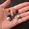 Pendente de cristal de pedra natural em prisma de ponta dupla 16mm com furo passante proteína semiacabado DIY acessório de pingente versátil