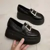 Novos Mocassins JK de Solado Grosso Estilo Britânico para Mulheres, Versátil para Baixas, Aumenta a Altura, Slip-Ons Confortáveis para Pessoas Preguiçosas
