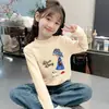 Top Térmico Elegante para Niñas de Otoño e Invierno, Ropa Interior Cálida, Camiseta Gruesa de Manga Larga con Cuello Semialto, Atuendo de Moda