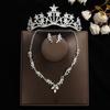 Conjunto de três peças para noiva: coroa, colar e brincos. Acessórios de cabelo para casamento. Acessórios de casamento. Coroa estilo coreano.