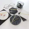 Posavasos de Mármol Natural Estilo Nórdico Ins Nuevo Creativo con Incrustaciones Doradas Posavasos Aislante Térmico Esterilla para Café Accesorios para Fotos