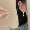 Pendientes sencillos de perla con incrustaciones de diamantes, diseño de nicho, ligeros, de lujo, de alta gama, combinables, nuevos para mujer.
