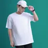 Camiseta de Manga Corta Pesada con Hombros Caídos para Hombres y Mujeres Verano Nueva Tendencia Estilo Nis Hong Kong Holgada Casual Color Liso Camiseta Básica