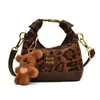 Estilo Novo Outono e Inverno Bolsas Retrô para Crianças e Meninas, Bolsas Meia-Lua Leopardadas da Moda, Acessórios Xadrez de Alta Qualidade, Bolsas Pequenas