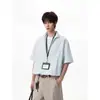 Estilo Casual de Dos Piezas, Top Sencillo con Caída, Corte Ligeramente Holgado, Camiseta Trendy de Manga Corta Estilo Americano