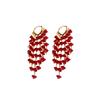 Brincos de Borla de Cristal Vermelho, Design de Nicho Novo e Moderno, Brincos Longos de Alta Qualidade, Brincos de Noiva Únicos Atacado