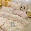 Colección nueva 2026: Juego de ropa de cama de cuatro piezas, 100% algodón, engrosado, cepillado y estampado, que incluye una funda de edredón, una sábana plana y una sábana ajustable