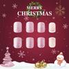 24 Piezas Uñas Cuadradas Cortas con Brillo Nuevo 2024 Arte de Uñas Navideño Copo de Nieve Brillo Rayas Irregulares Removible
