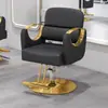 Cadeira de barbeiro personalizada, cadeira de cabelo ajustável para salão, cadeira de barbeiro preta e dourada, cadeira giratória para salão, cadeira de corte para salão de cabeleireiro