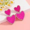 Brincos Europeus e Americanos Personalizados Transfronteiriços Coração Contas de Arroz Feitos à Mão Dia dos Namorados Brincos Simples Personalizados Moda Brincos para o Dia a Dia