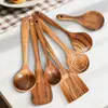 Espátula de Madeira de Acácia Conjunto de Utensílios de Cozinha Conjunto de Ferramentas de Cozinha Escumadeira Colher Colher de Sopa Colher Escorredora Colher de Arroz Conjunto de Colheres para Macarrão Transfronteiriço