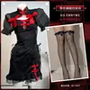 Vestido Qipao Sexy de Seda Inspirado em Borboleta com Mangas Bufantes Estampadas de Botão Uniforme Cosplay Lolita Panda Maid A784