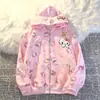 Chaqueta Retro Americana Transfronteriza con Impresión 3D de Hello Kitty para Hombres y Mujeres, Cárdigan Holgado con Diseño de Cremallera, Manga Larga de Corte Holgado