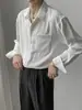 Camisa branca estilo maduro leve homens de manga comprida verão casaco estilo coreano Ice Silk drapeando camisa camisa masculina frouxa moda masculina