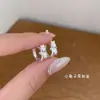 Brincos de Prata Lisos Estilo Coreano Fofos de Pérola para Bolo de Sobremesa Cachorrinho para Mulheres Argola de Prata Design Pequeno e Interessante Brincos de Estudante