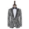 Traje de Rendimiento Blazer Estilo Celebridad para Cantantes Masculinos, Vestido de Presentación Escénica, Traje de Lentejuelas Estampado de Leopardo, Corte Ajustado