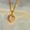 Colar de Amor Totalmente Cravejado com Zircônia Estilo Europeu e Americano Corrente de Clavícula Pequena Joia de Celebridade da Internet Criativa Personalizada de Luxo Leve