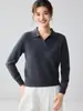 Estilo Minimalista Old Money|Versátil Suéter de Punto Consinee 100% Cachemira Pura para Mujer con Cuello Polo Ropa Exterior Capa Interior