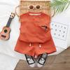 Fabricantes de ropa infantil de comercio exterior al por mayor 2023 Verano nuevo para niños y niñas bebé casual color sólido chaleco sin mangas dos piezas marea