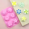 Intrigante molde de hielo de 6 flores y plantas pequeñas molde de silicona para pastel de flores molde de chocolate DIY herramientas de cocina para hornear