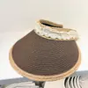 Novo Chapéu de Palha com Viseira de Renda Estilo Coreano para Mulheres Primavera Verão Proteção Solar Chapéu de Sombra Chapéu de Férias Chapéu de Praia Chapéu de Sol Trançado Moderno